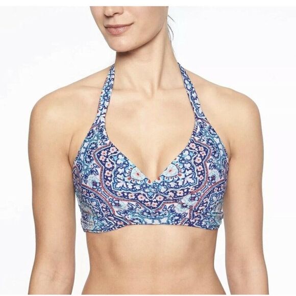 Athleta Monaco Bra Cup Wrap Bikini Removable Cups Underwire Halter sz 36B / 36 C - Picture 1 of 7